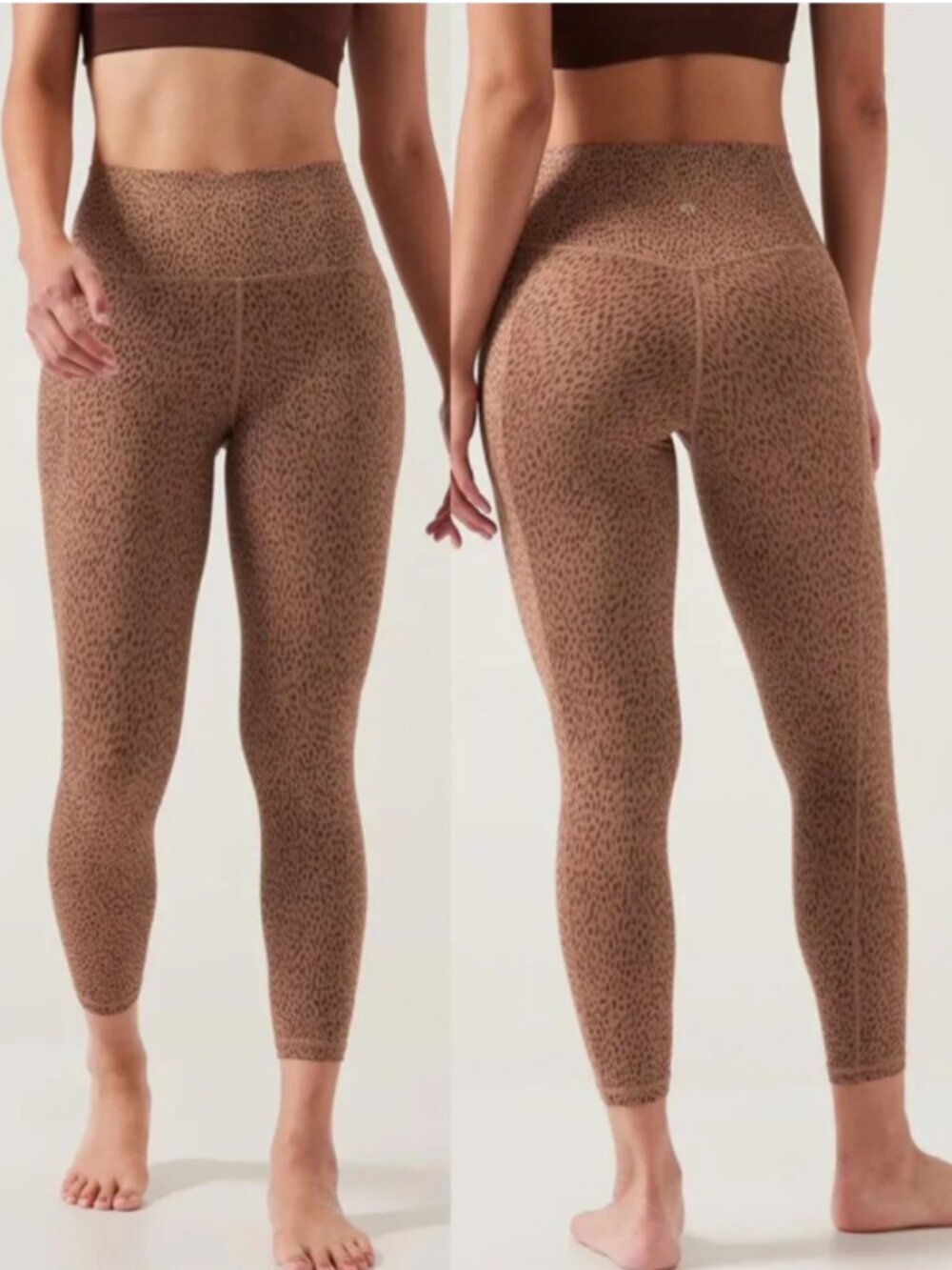 Athleta Salutation Stash Pocket II Printed 7/8 Tight‎ Leggings Brown Leopard M
